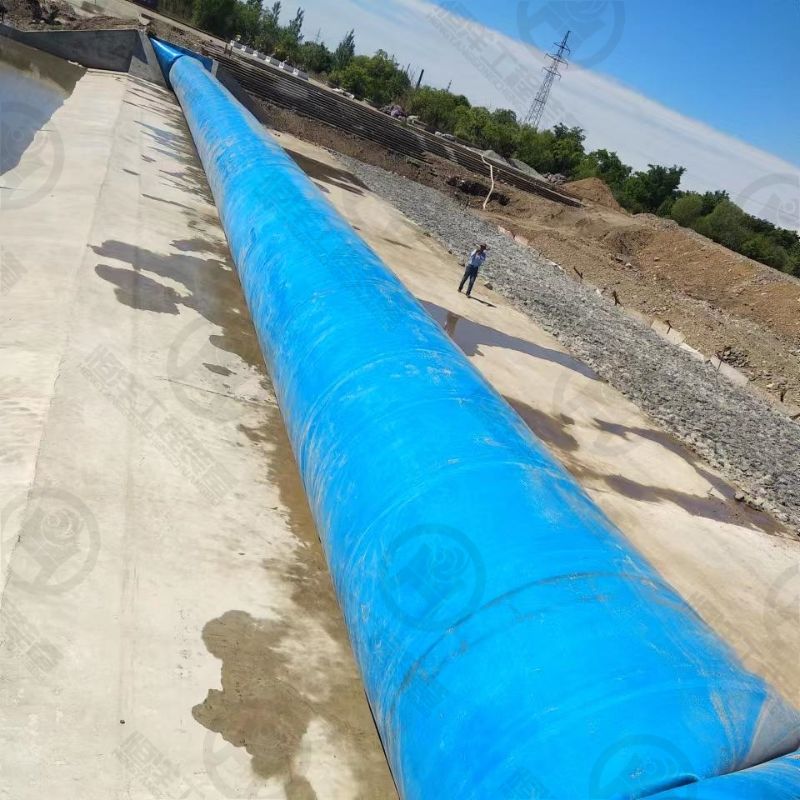 Air inflatable rubber dam:Length 40 meters, height 2.5 meters sky blue inflatable rubber dam
